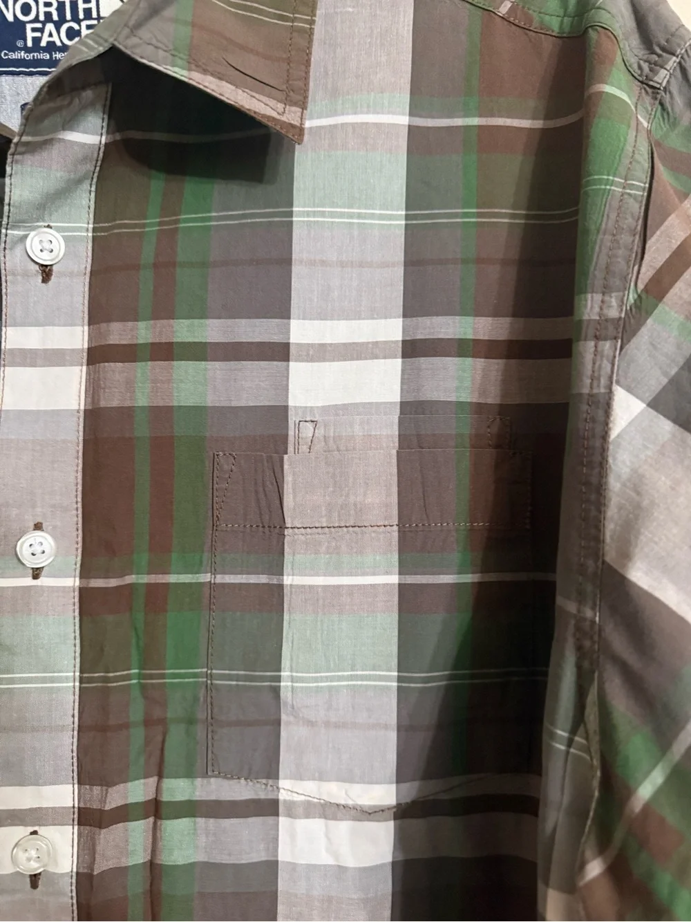 The North Face Men's Plaid Long Sleeve Button Down Shirt Brown Green Size XL